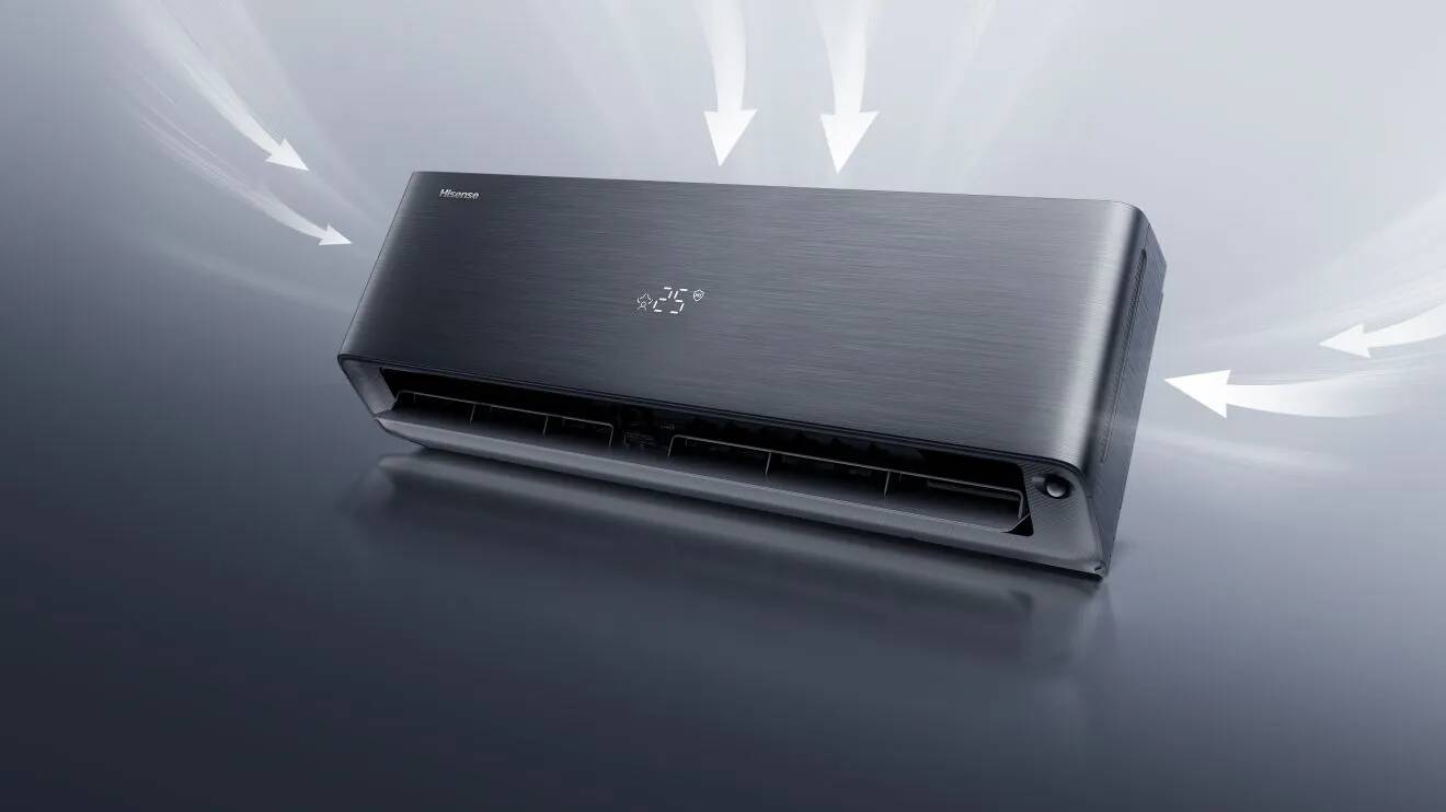Преміальний чорний кондиціонер Hisense Energy Pro X QH25XV4BG у розрізі